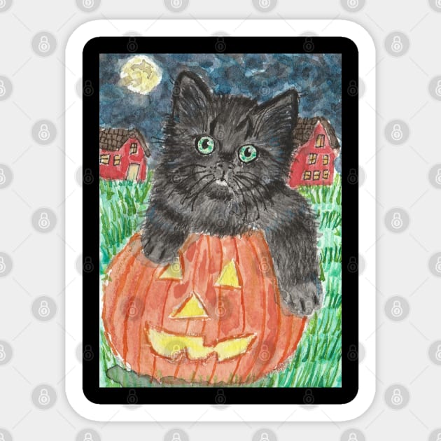 Halloween cat kitten pumpkin Sticker by SamsArtworks